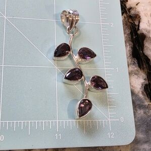 Costume Leaf Pattern Pendant With Purple Stones